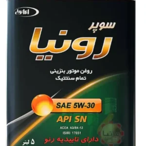 روغن موتور ایرانول سوپر رونیا 5W-30 SN – فلزی 5 لیتری